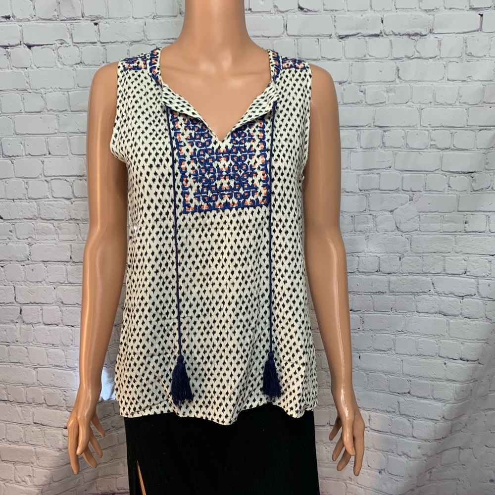 The impeccable pig sleeveless boho patterned top size small